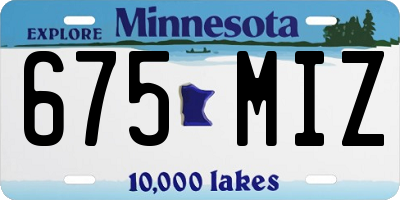MN license plate 675MIZ
