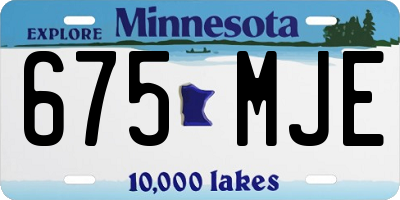MN license plate 675MJE