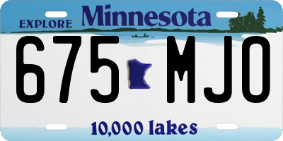 MN license plate 675MJO