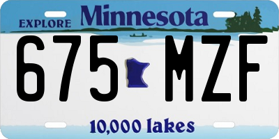 MN license plate 675MZF