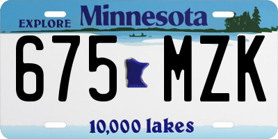 MN license plate 675MZK
