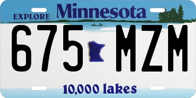 MN license plate 675MZM
