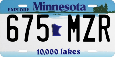 MN license plate 675MZR