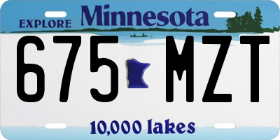 MN license plate 675MZT