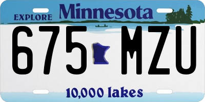 MN license plate 675MZU