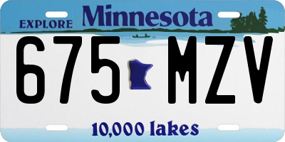 MN license plate 675MZV