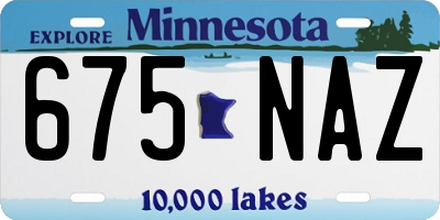 MN license plate 675NAZ