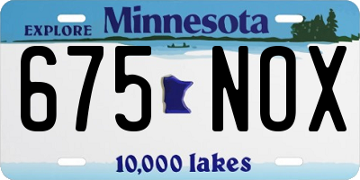 MN license plate 675NOX