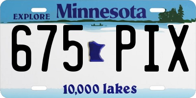 MN license plate 675PIX