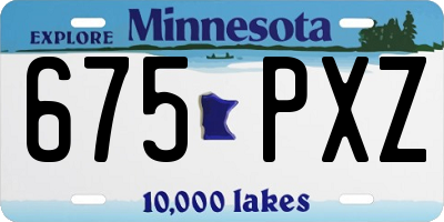 MN license plate 675PXZ