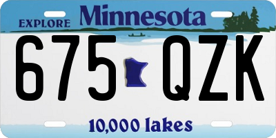 MN license plate 675QZK