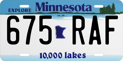 MN license plate 675RAF