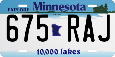 MN license plate 675RAJ