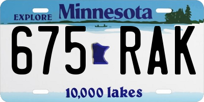 MN license plate 675RAK
