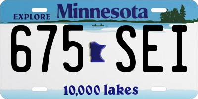 MN license plate 675SEI