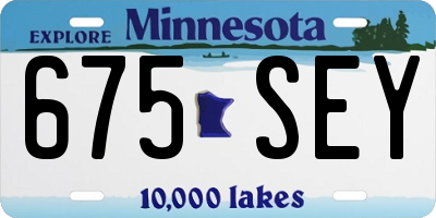 MN license plate 675SEY