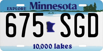 MN license plate 675SGD