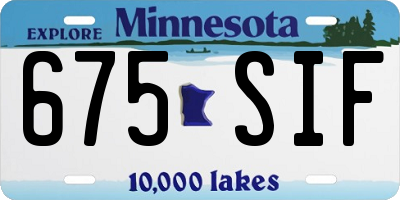 MN license plate 675SIF