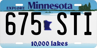 MN license plate 675STI
