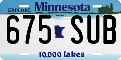 MN license plate 675SUB