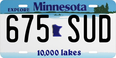 MN license plate 675SUD