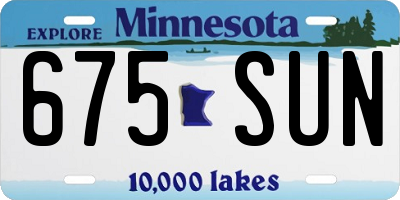 MN license plate 675SUN