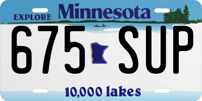 MN license plate 675SUP