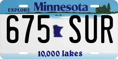 MN license plate 675SUR