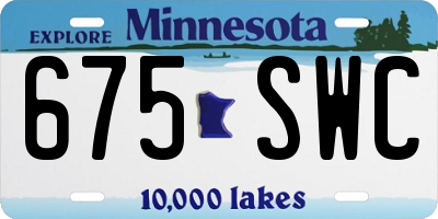 MN license plate 675SWC