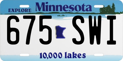 MN license plate 675SWI