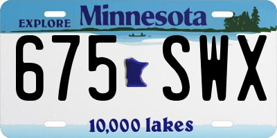 MN license plate 675SWX