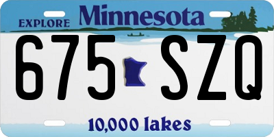 MN license plate 675SZQ