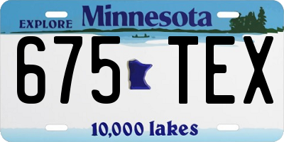 MN license plate 675TEX
