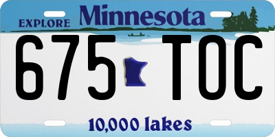 MN license plate 675TOC