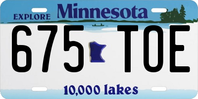 MN license plate 675TOE