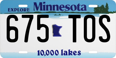 MN license plate 675TOS