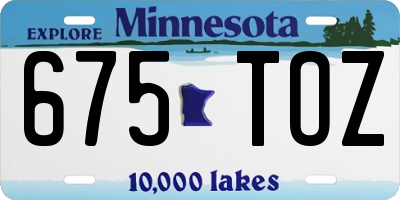 MN license plate 675TOZ