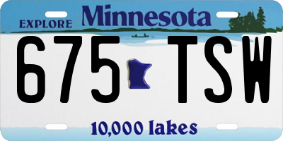 MN license plate 675TSW
