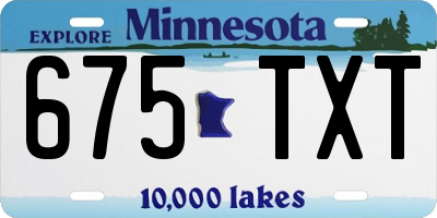 MN license plate 675TXT