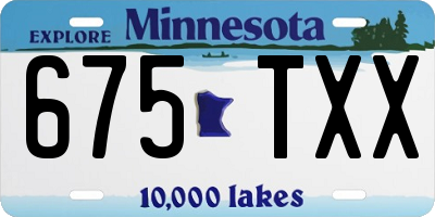 MN license plate 675TXX