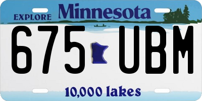 MN license plate 675UBM