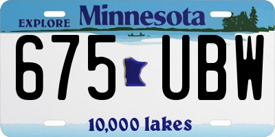 MN license plate 675UBW