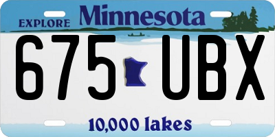 MN license plate 675UBX