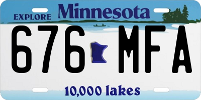 MN license plate 676MFA