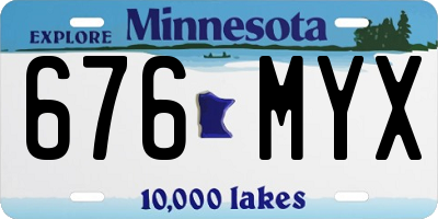 MN license plate 676MYX
