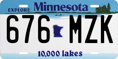 MN license plate 676MZK
