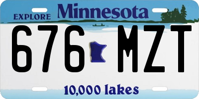 MN license plate 676MZT