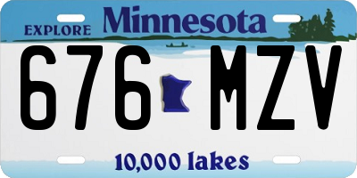 MN license plate 676MZV