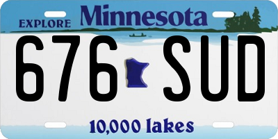 MN license plate 676SUD