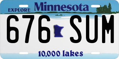MN license plate 676SUM